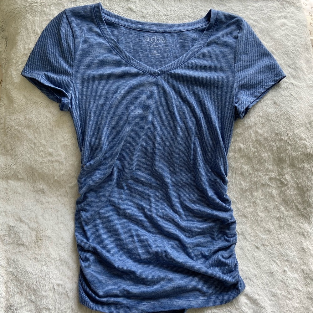 Blue stripped maternity top
